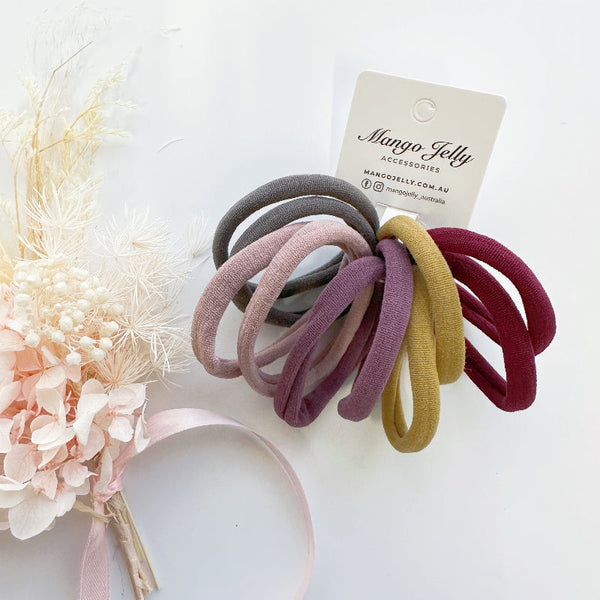Mango Jelly Metal Free Hair Ties (4.5Cm) Blush Mixed 10P One Pack Hair Accessories