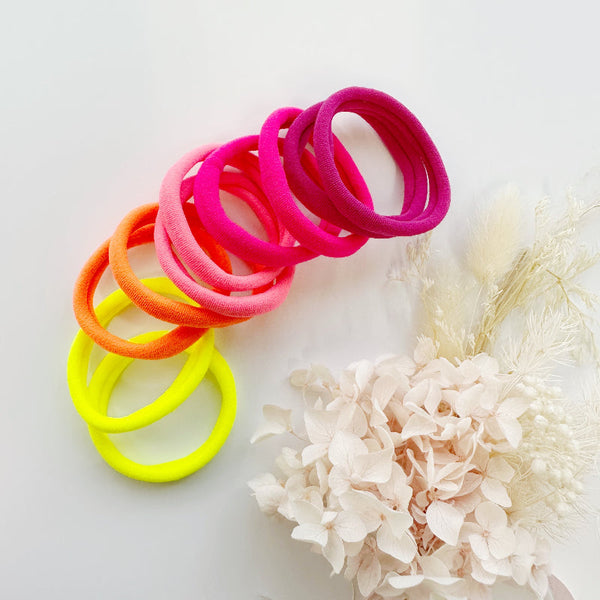Mango Jelly Metal Free Hair Ties (4.5Cm) Neon Mixed 10P One Pack Hair Accessories