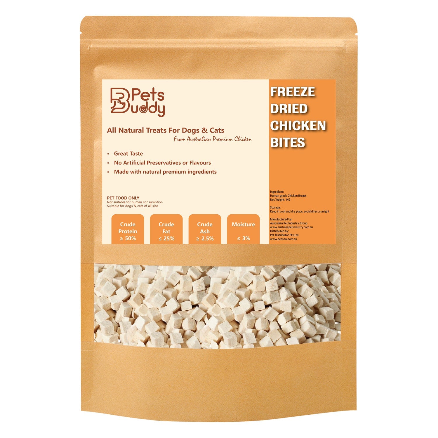 Freeze Dried Treat Chicken Breast 1Kg Treat Bags