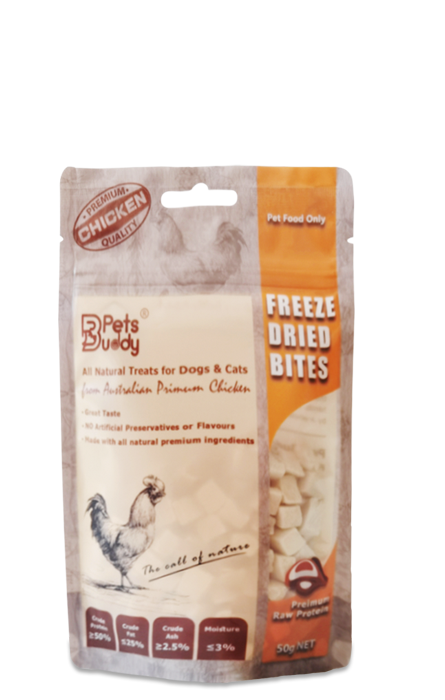Petsbuddy Freeze Dried Treat Chicken Breast 50G Treat Bags