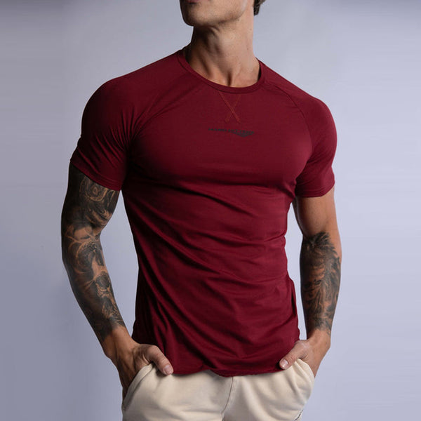 T Shirts Hard Hitters Raglan Crew Tee Burgundy