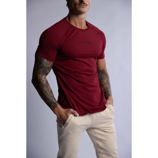 Hard Hitters Raglan Crew Tee Burgundy T Shirts