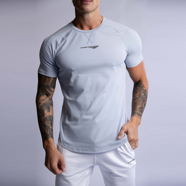 Hard Hitters Raglan Crew Tee Steel Blue T Shirts