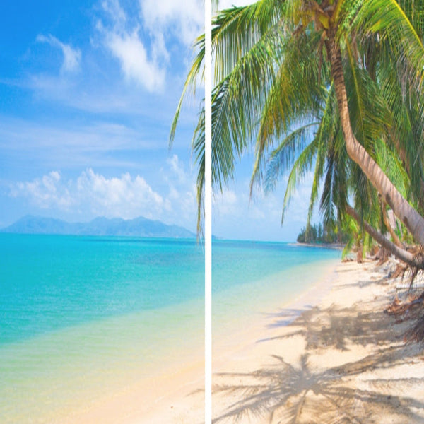 Sea View 3D Printing Blockout Curtains 2X127x160cm Pinch Pleat Fabric Seascape Curtains & Drapes