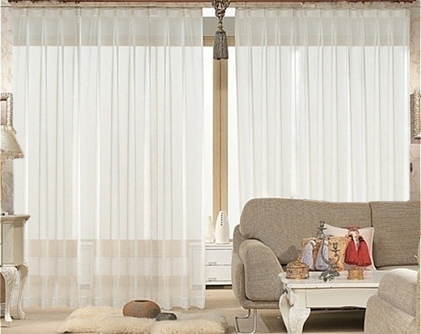 2 Sheer Voile Curtains 530Cm Wide 230Cm Long + Hooks New Curtains & Drapes