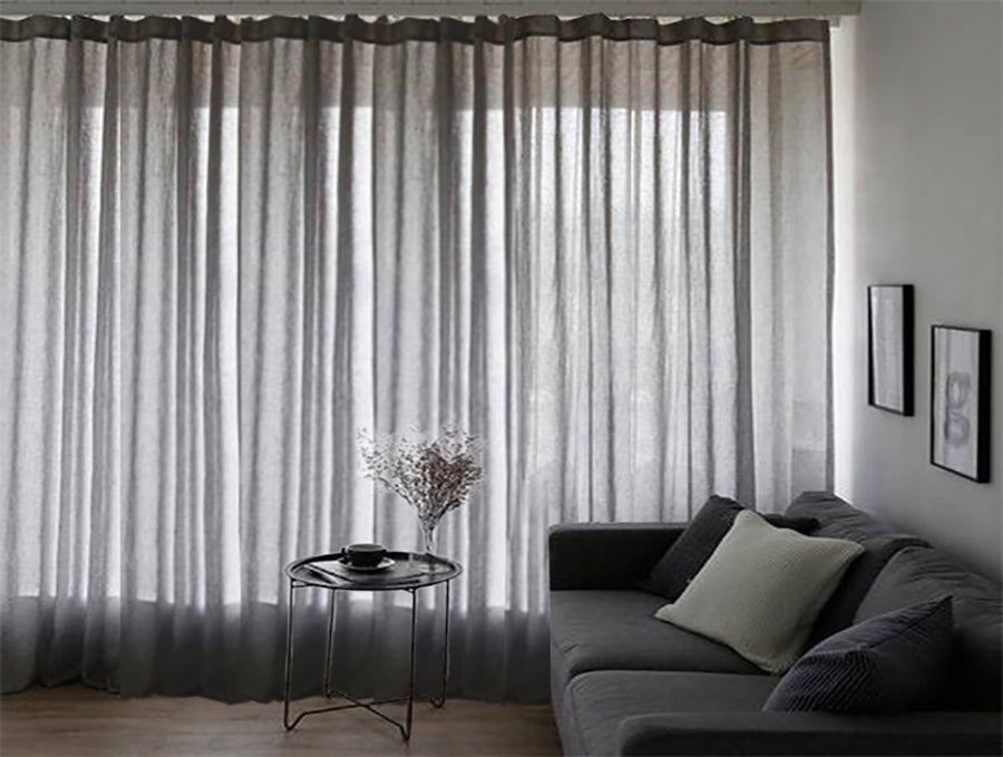 2 Long Drop Sheer Voile Curtains 588Cm Wide 270Cm +Hooks Pinch Pleat Black Curtains & Drapes