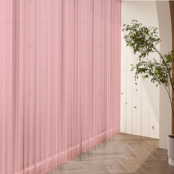 2 Long Drop Sheer Voile Curtains 588Cm Wide 270Cm Pinch Pleat+30 Hook Pink Curtains & Drapes