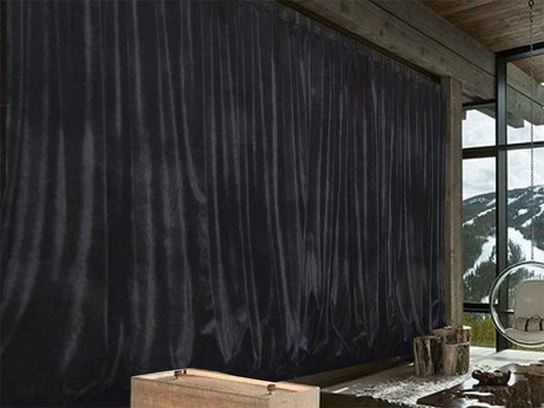 Large Thick Faux Mink Velvet Curtains Blockout 540X 230Cm + Hook Pinch Pleat Black Curtains & Drapes