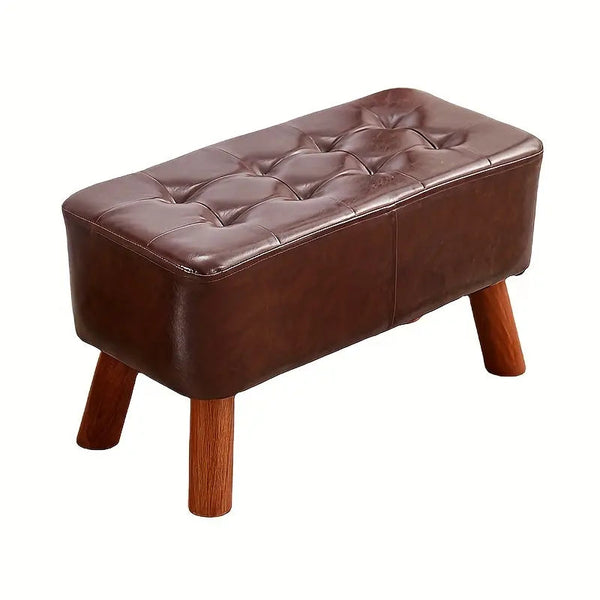 Nnetm Elegant Hardwood Entryway Faux Leather Bench Benches