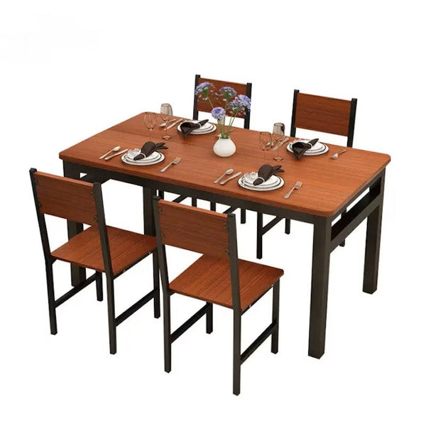 Nnecn Wood & Steel Dining Set Oak Black Dining Sets