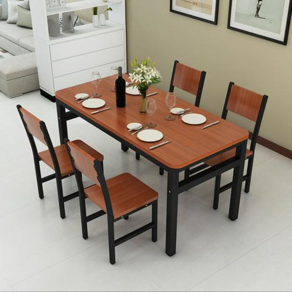 Nnecn Wood & Steel Dining Set Oak Black Dining Sets