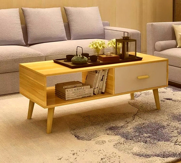 Nnecn Coffee Table With Storage Drawer And Open Shelf Coffee Tables