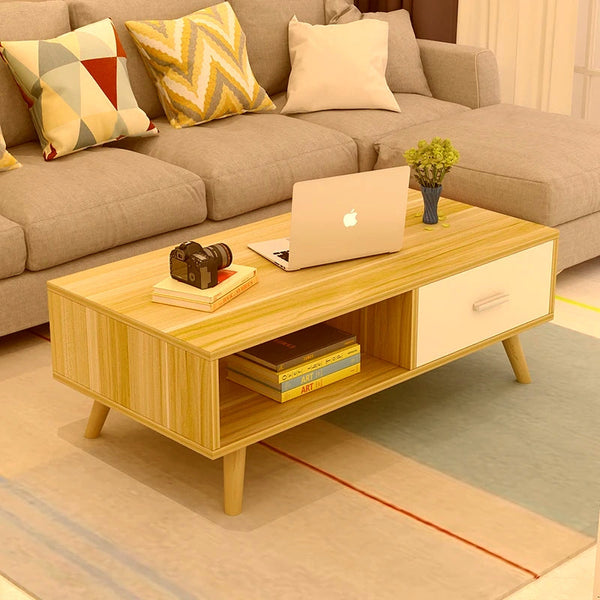 Nnecn Coffee Table With Storage Drawer And Open Shelf Coffee Tables