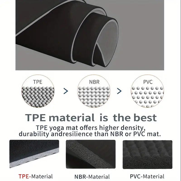 Sport Tpe Yoga Mat Exercise Workout Mats Fitness For Home Gym Black 8Mm Exercise Mats