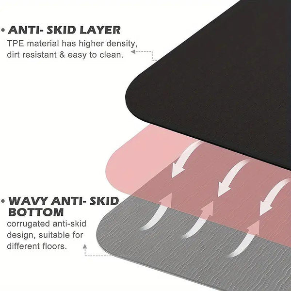 Sport Tpe Yoga Mat Exercise Workout Mats Fitness For Home Gym Black 8Mm Exercise Mats