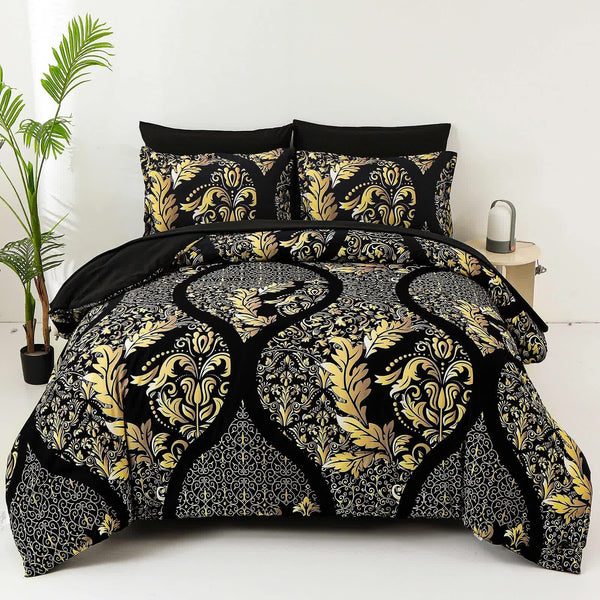 Regal Elegance Black And Gold 3 Pc Comforter & Pillow Cover Set King King Comforter Sets