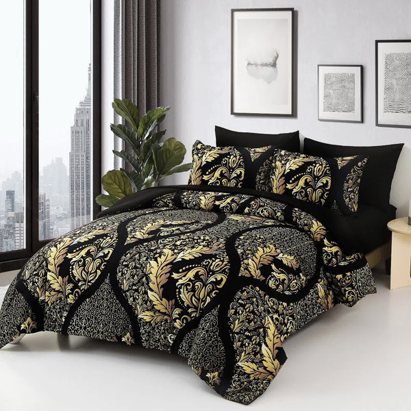 Regal Elegance Black And Gold 3 Pc Comforter & Pillow Cover Set King King Comforter Sets