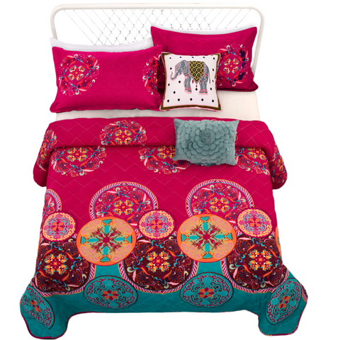 Charming Autumn Warm Plush 3 Pc Bedspread & Pillow Cover Set Quilt Covers