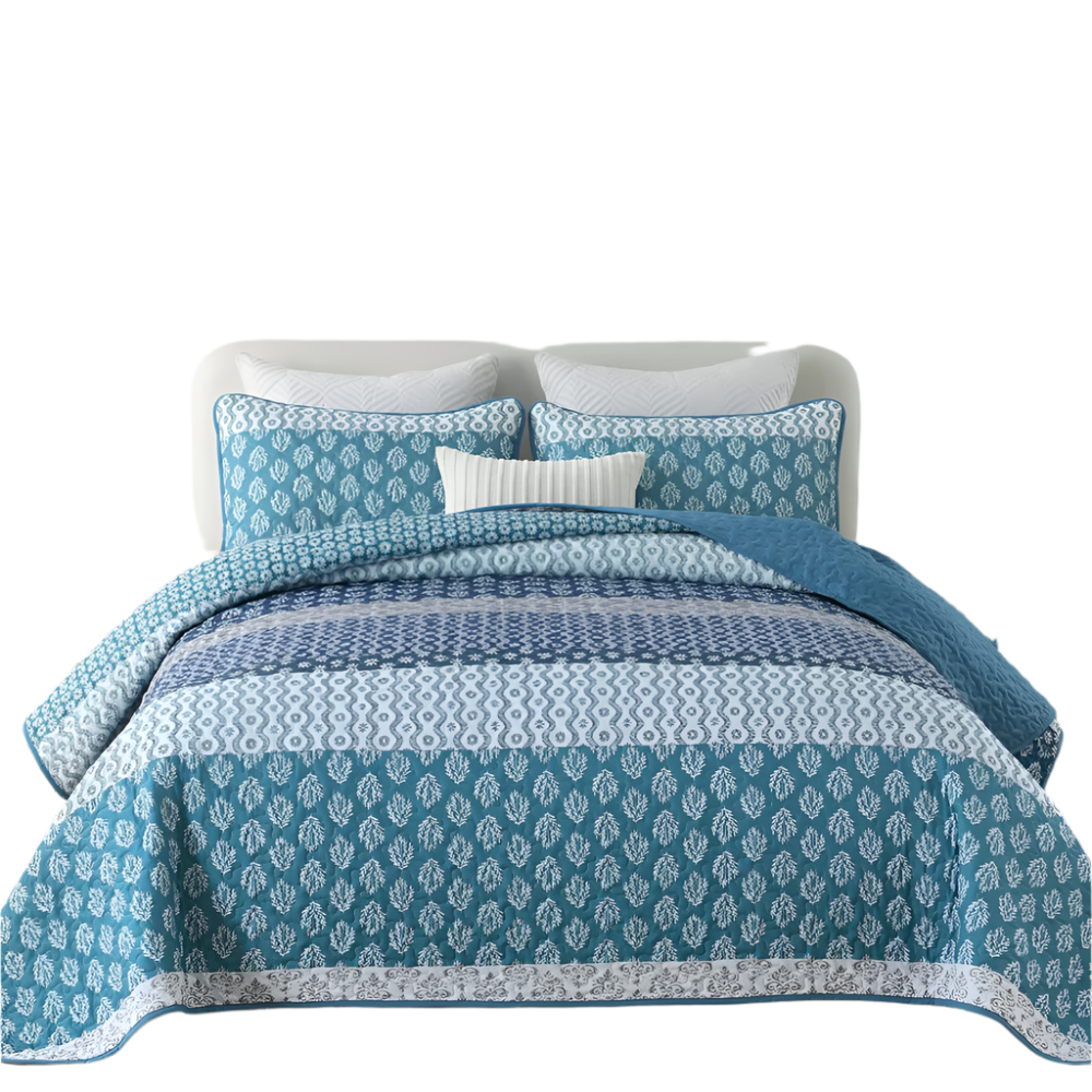Classic Hydrangea Soft Quilted 3 Pc Bedspread & Pillow Cover Set Quilt Covers
