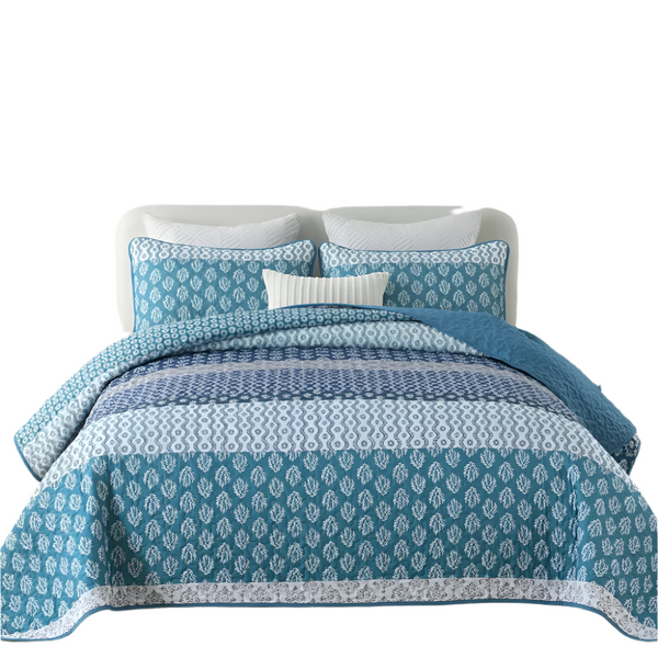 Classic Hydrangea Soft Quilted 3 Pc Bedspread & Pillow Cover Set Quilt Covers
