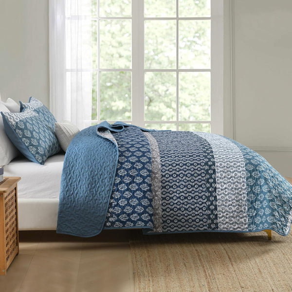 Classic Hydrangea Soft Quilted 3 Pc Bedspread & Pillow Cover Set Quilt Covers