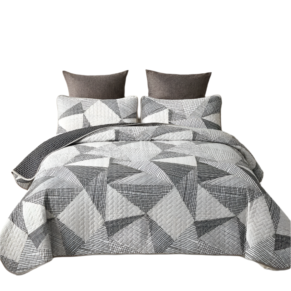 Charming Urban Pattern 3 Pc Bedspread & Pillow Cover Set Quilt Covers