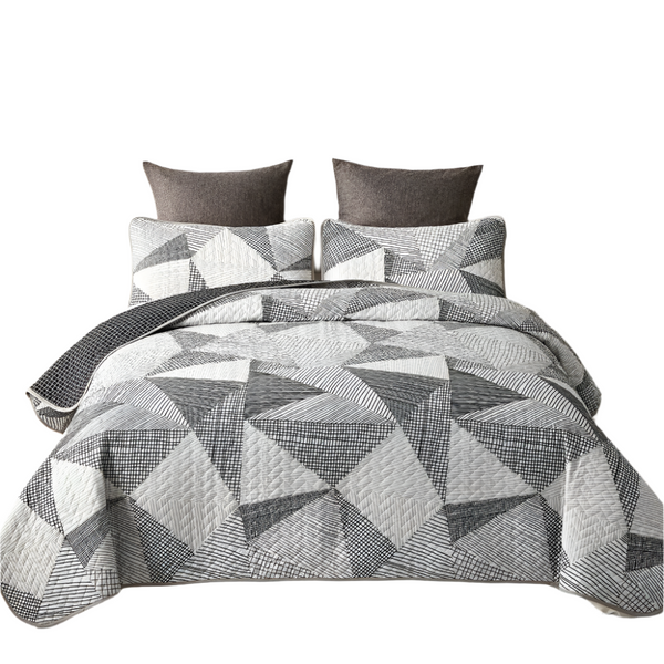 Charming Urban Pattern 3 Pc Bedspread & Pillow Cover Set Quilt Covers