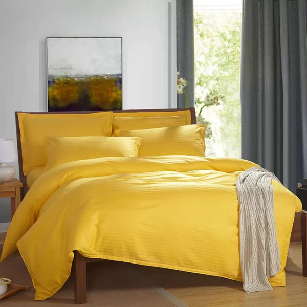 Styleforhome 100% Cotton Premium Doona Duvet Quilt Cover Set With Soft Pillowcases Yellow Pillow Cases