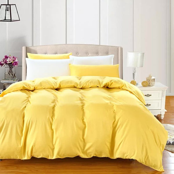 Styleforhome 100% Cotton Premium Doona Duvet Quilt Cover Set With Soft Pillowcases Yellow Pillow Cases