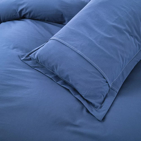 100% Cotton Premium Doona Duvet Quilt Cover Set With Soft Pillowcases Blue Single Quilt Covers