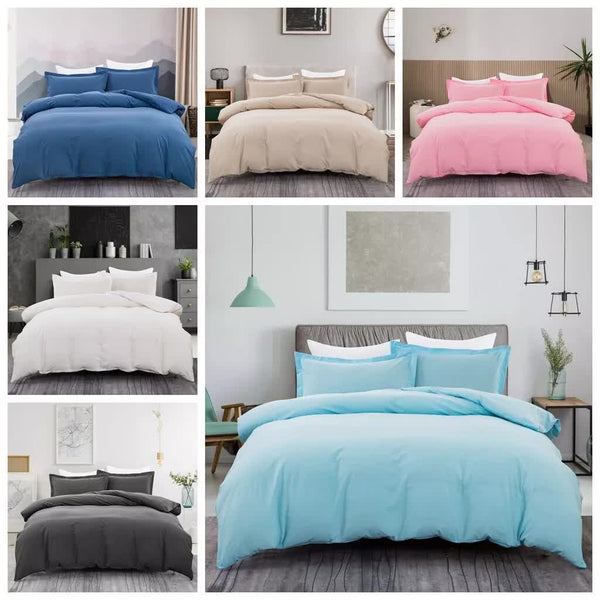 100% Cotton Premium Doona Duvet Quilt Cover Set With Soft Pillowcases Blue Single Quilt Covers