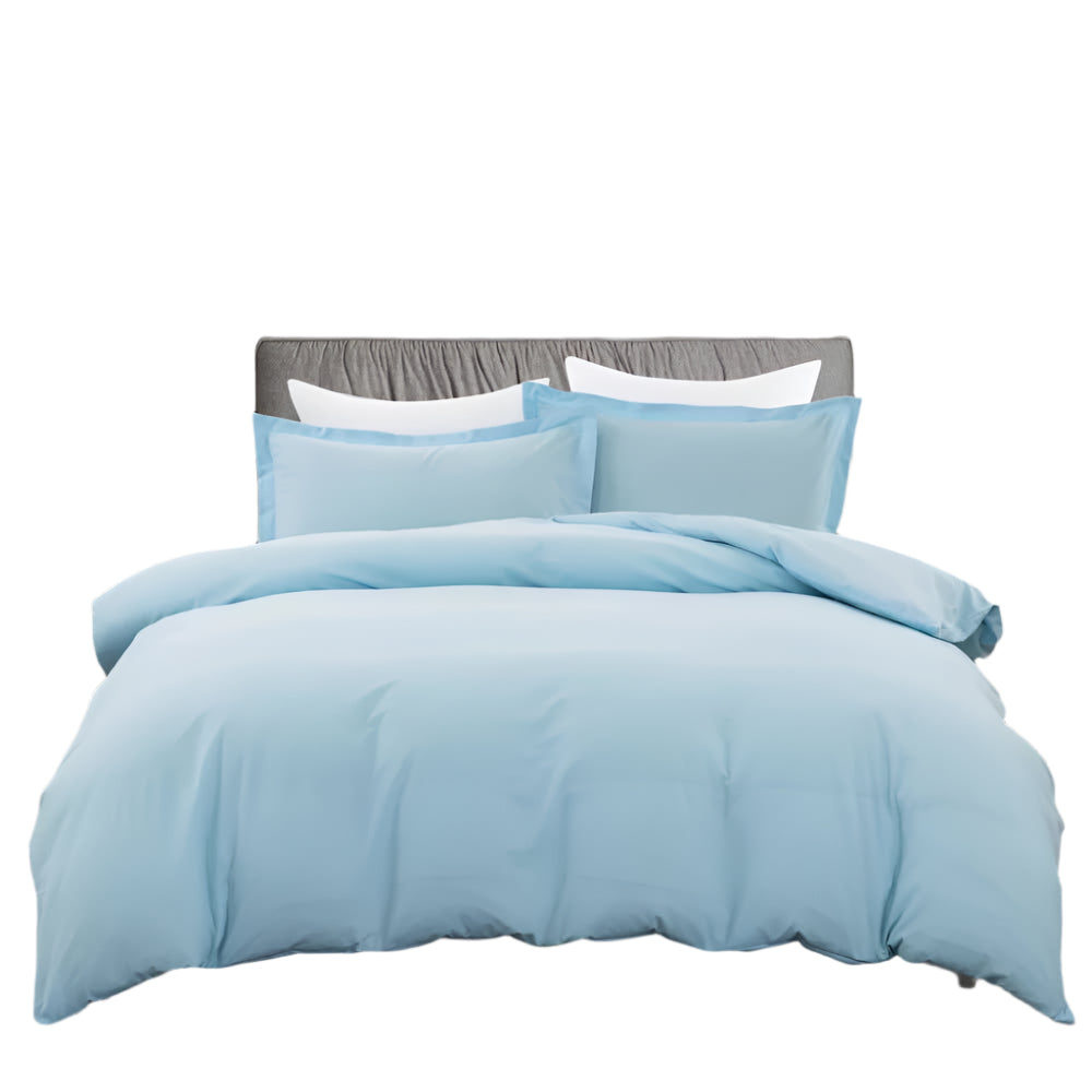 Styleforhome 100% Cotton Premium Doona Duvet Quilt Cover Set With Soft Pillowcases Aqua Double Pillow Cases