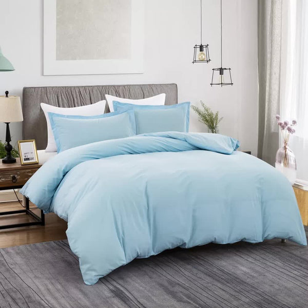 Styleforhome 100% Cotton Premium Doona Duvet Quilt Cover Set With Soft Pillowcases Aqua Double Pillow Cases