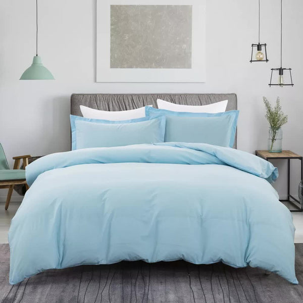 100% Cotton Premium Doona Duvet Quilt Cover Set With Soft Pillowcases Aqua Super King Quilt Covers