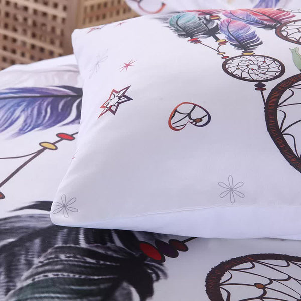 Dream Catcher Printed Duvet Cover Set With Matching Pillowcases White Double Bed Quilts