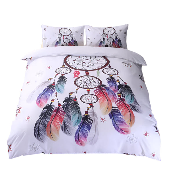 Dream Catcher Printed Duvet Cover Set With Matching Pillowcases White Double Bed Quilts