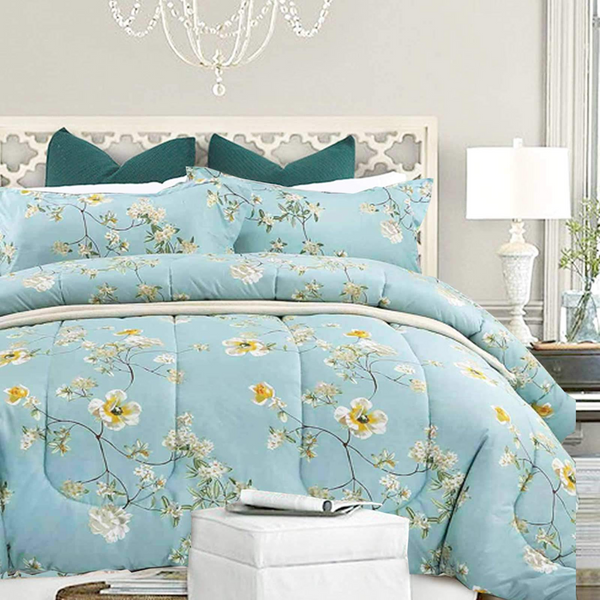 Floral Soft Comforter Set Queen/King Size Quilted Bedding For All Seasons Comforter Sets Queen