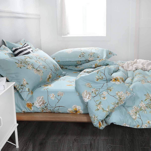 Floral Soft Comforter Set Queen/King Size Quilted Bedding For All Seasons Comforter Sets Queen