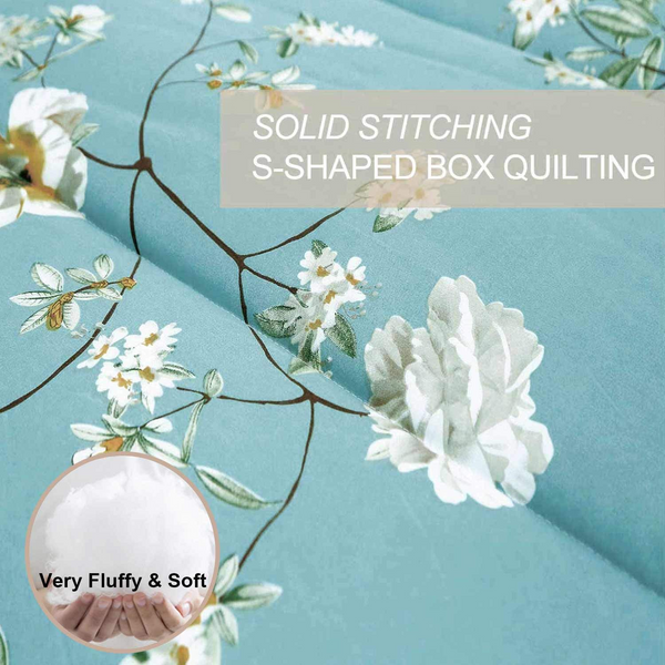 Floral Soft Comforter Set Queen/King Size Quilted Bedding For All Seasons Comforter Sets Queen