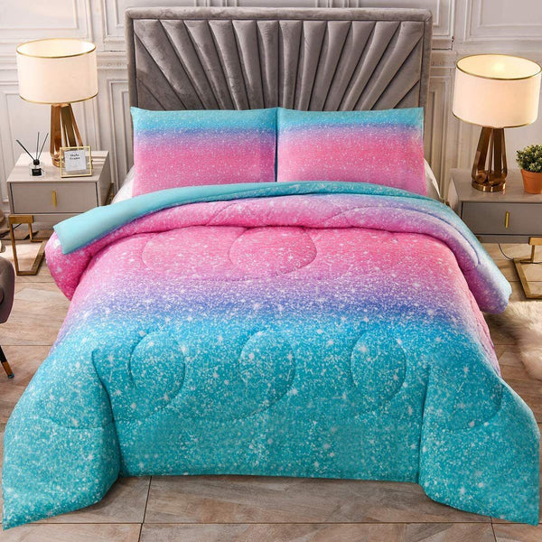 King Size Marble Gradient Comforter Set With Pillowcases King Comforter Sets