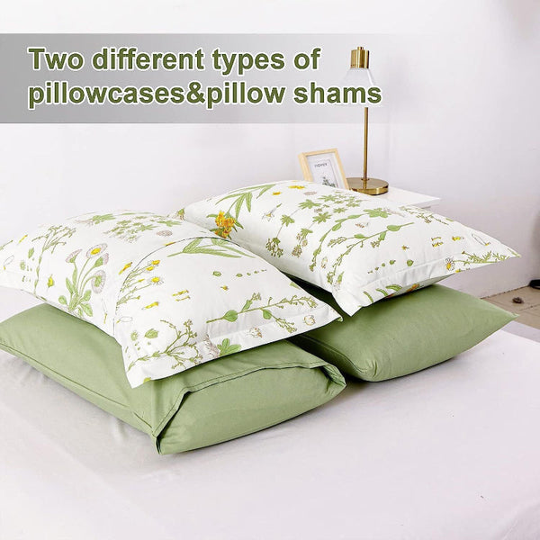 Delicate Green Bloom 3 Pc Comforter & Pillow Cover Set Quilt Covers