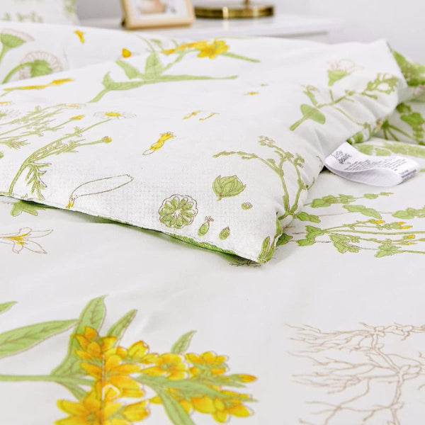 Delicate Green Bloom 3 Pc Comforter & Pillow Cover Set Quilt Covers