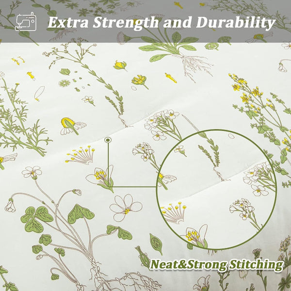 Delicate Green Bloom 3 Pc Comforter & Pillow Cover Set Quilt Covers