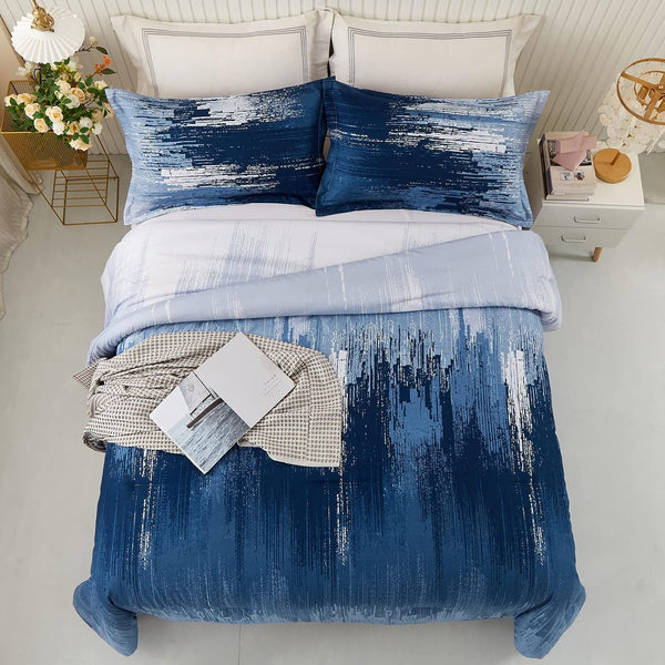 King Size Ombre Blue Comforter Set 3 Piece Boho Bedding King Comforter Sets