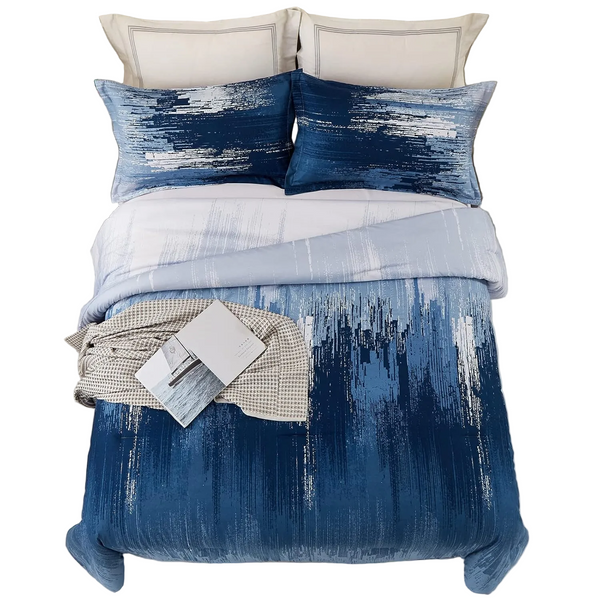 King Size Ombre Blue Comforter Set 3 Piece Boho Bedding King Comforter Sets