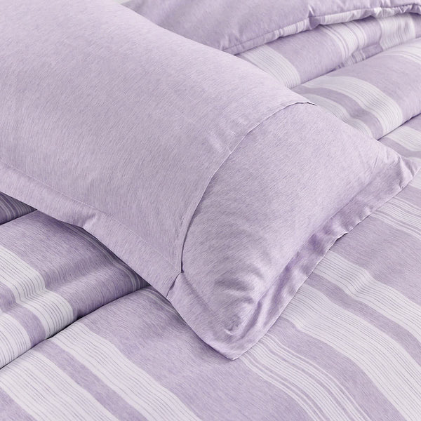 Midnight Calm Stripes Purple 3Piece Bedding Cozy Comforter Style King Size Comforter Sets Queen