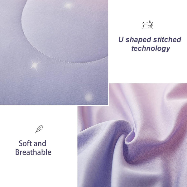 Girls King Size Comforter Set Pink Purple Rainbow 3 Piece Bedding King Comforter Sets
