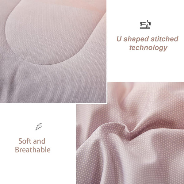 Girls Comforter Set Queen Size Ombre Blue Pink Rainbow 3 Piece Bedding Collection Comforter Sets Queen