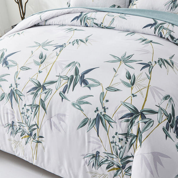 Floral Leaves Comforter Set King Size Quilted Bedding With Pillowcases King Comforter Sets