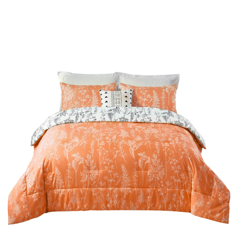 Charming Autumn Warm Oranage 3 Pc Comforter & Pillow Cover Set Quilt Covers